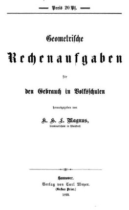Geometrische Rechenaufgaben für den Gebrauch in Volksschulen
