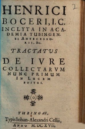 Henrici Boceri Tractatus de iure collectarum
