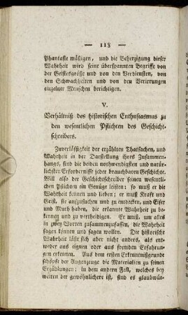 Verhältniß des historischen Enthusiasmus zu den wesentlichen Pflichten des Geschichtschreibers