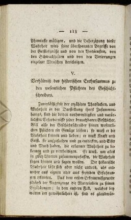 Verhältniß des historischen Enthusiasmus zu den wesentlichen Pflichten des Geschichtschreibers