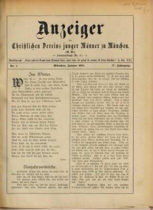 Anzeiger des Christlichen Vereins Junger Männer zu München. 1891 = Jg. 4