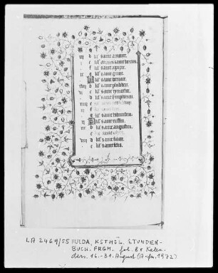 Fragment eines Stundenbuches — Kalenderseite mit Bordüre, Folio 8verso