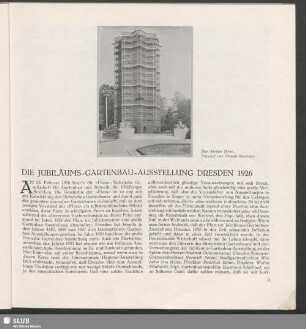 Die Jubiläums-Gartenbau-Ausstellung Dresden 1926