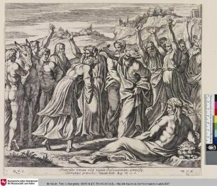 [Salomo wird vom Hohepriester Zadok zum König von Israel gesalbt.; Salomon est oint roi d'Israël par le grand prêtre Sadoc.]