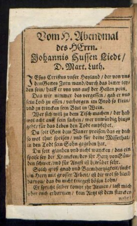 Vom H. Abendmal des Herrn.