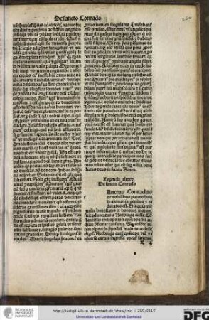 Sanctus Conradus de nobilibus parentibus in Alemania genitus et educatus est.