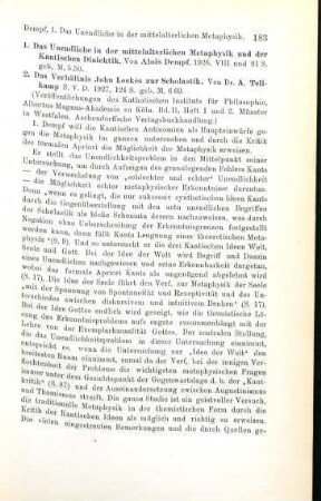 183-184 [Rezension] Dempf, Alois, Das Unendliche in der mittelalterlichen Metaphysik und in der kantischen Dialektik