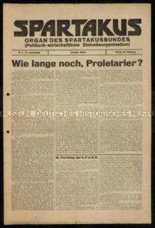 Zeitung "Spartakus" 3. Jahrgang 1928