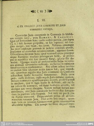 §. VI. 2) Ex Analogia Juris Communis Et Juris Germanici Antiqui