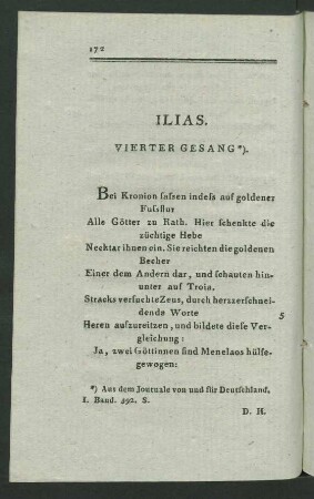 Ilias. Vierter Gesang