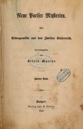 Neue Pariser Mysterien : ein Sittengemälde aus dem Zweiten Kaiserreich, 2