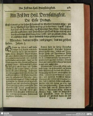 Am Fest der Heil. Dreyfaltigkeit