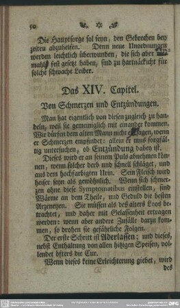 Das XIV. Capitel. Von Schmerzen und Entzündungen