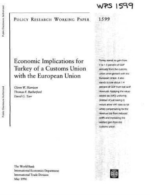 Economic implications for Turkey of a customs union with the European Union
