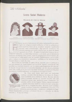 Centro Social Moderno : Directorio del Club de Señoras
