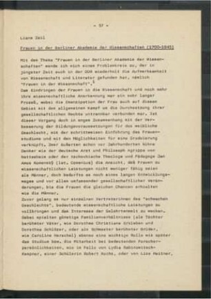 Frauen in der Berliner Akademie der Wissenschaften (1700-1945)