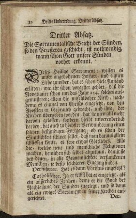 Dritter Absatz. Die Sacramentalische Beicht ist nothwendig.