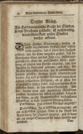 Dritter Absatz. Die Sacramentalische Beicht ist nothwendig.