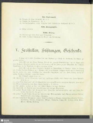 V. Freistellen, Stiftungen, Geschenke