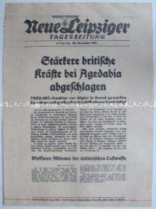 Extrablatt der "Neuen Leipziger Tageszeitung" u.a. zu Kämpfen bei Agedabia