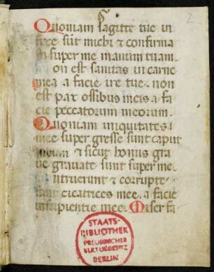 Bußpsalmen (unvollständig, Anfang fehlt)
