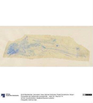 Jerusalem, Haus Salman Schocken, Peretz Smolenskin. Skizze - Perspektive der Gartenseite (unregelmäßig beschnitten)