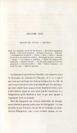 Chapitre XXIII. Moeurs des blancs à Manille
