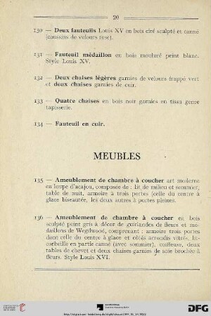 Meubles (Nr. 135-168)