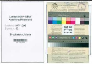 Entnazifizierung Maria Brockmann , geb. 21.10.1879 ()