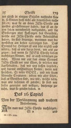 Das 16 Capitel Von der Verläugnung und wahren Absonderung.