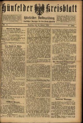 Ausgabe vom Samstag, den 14. Januar 1922.