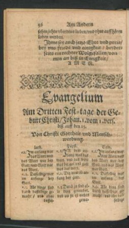 Evangelium Am Dritten Fest-tage der Geburt Christi