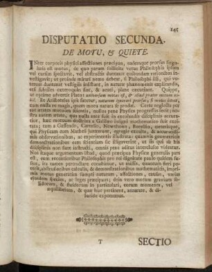 Disputatio Secunda. De Motu, & Quiete.
