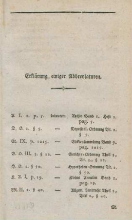Erklärung einiger Abbreviaturen.