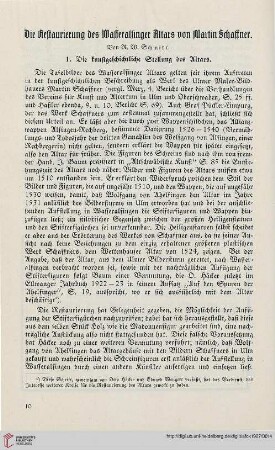 42: Die Restaurierung des Wasseralsinger Altars von Martin Schaffner