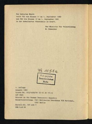 Der Lehrplan Musik ...