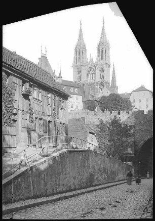 Meißen. Bl. v. Hohlweg auf Schlossbrücke und Dom