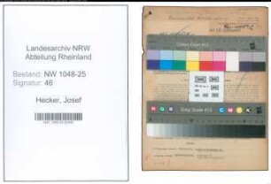 Entnazifizierung Josef Hecker , geb. 13.01.1885 (Kaufmann)