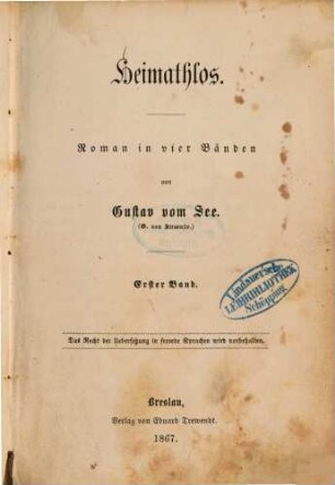 Heimathlos : Roman in vier Bänden. 1