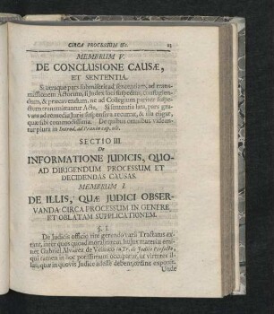 Membrum I. De Illis, Quae Iudici Observanda Circa Processum In Genere Et Oblatam Supplicationem.