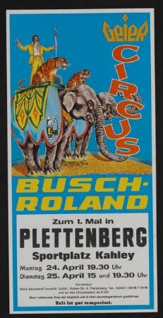 Geier Circus Busch-Roland, Plettenberg, ohne Jahr