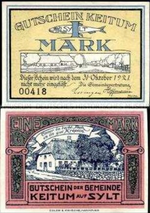 Keitum 1 Mark, Notgeldserie