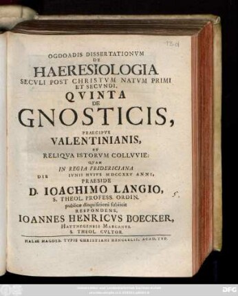 5: De Gnosticis, Praecipve Valentinianis, Et Reliqva Istorvm Collvvie