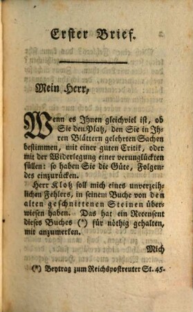 Briefe, antiquarischen Inhalts : Agōisma mallon es to parachrēma akuein ē ktēma es aei, 1