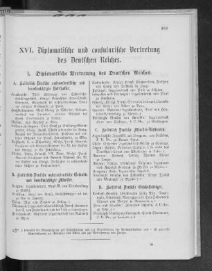 XVI. Diplomatische und consularische Vertretung des Deutschen Reiches.