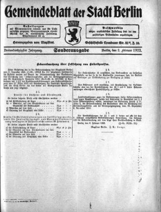 Sonderausgabe, 2. Februar 1922