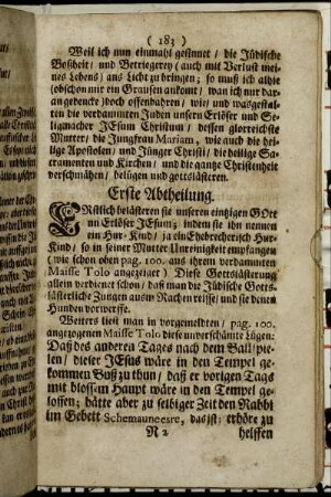 Erste Abtheilung. Erstlich belästeren sie unseren eintzigen Gott un Erlöser Jesum;[...]