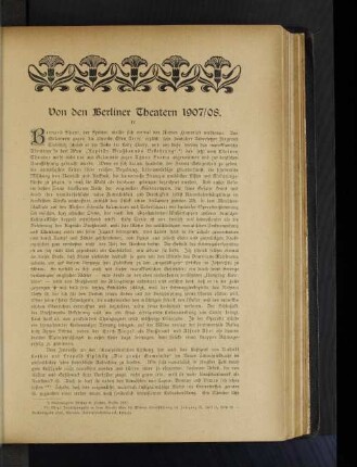 Von den Berliner Theatern 1907/08