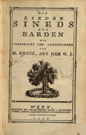 Die Lieder Sineds Des Barden : Mit Vorbericht Und Anmerkungen