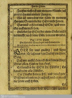 Der LXVII. Psalm